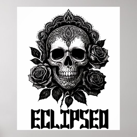 A detailed skull adorned with intricate patterns ポスター (正面)