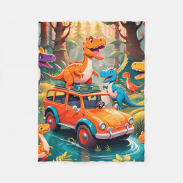 A Dinosaur Family Takes a Vacation Fleece Blanket フリースブランケット
