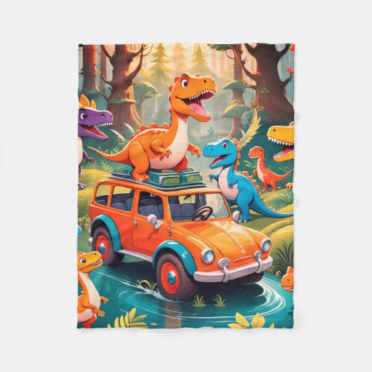 A Dinosaur Family Takes a Vacation Fleece Blanket フリースブランケット (正面)