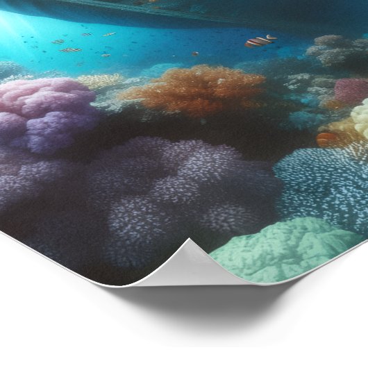 A diver finds a ship wrecked in the reef ポスター (角)