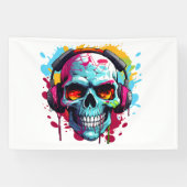 A DJ POP ART SKULL Acrylic Sign 横断幕 (横)