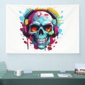 A DJ POP ART SKULL Acrylic Sign 横断幕 (トレードショー)