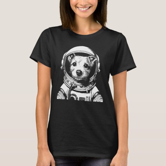 A Dog Astronaut in Space Illustration For Dog Mom  Tシャツ (正面)