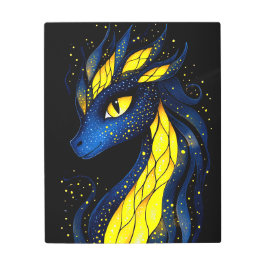 A dragon with glowing yellow scales メタルプリント