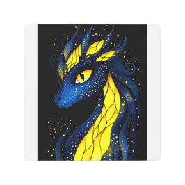 A dragon with glowing yellow scales メタルプリント