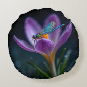 A dragonfly on a crocus flower ラウンドクッション (裏面)