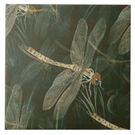 A DRAGONFLY ON GREEN TILE タイル
