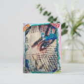 A face abstract mixed media collage ポストカード (スタンド正面)