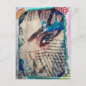 A face abstract mixed media collage ポストカード (正面)