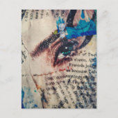 A face and words abstract mixed media collage ポストカード (正面)