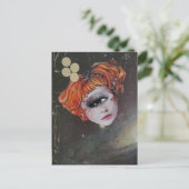 A face in space mixed media collage ポストカード (スタンド正面)