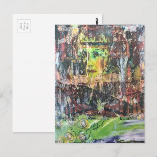 A face mixed media collage ポストカード (正面/裏面)