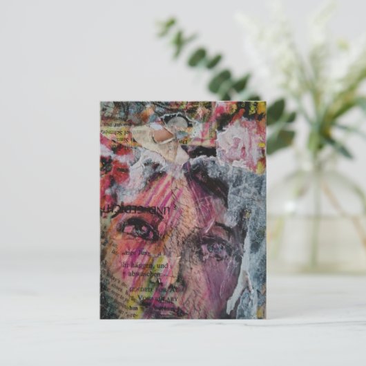 A face mixed media collage ポストカード (スタンド正面)
