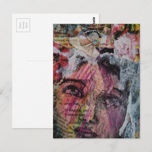 A face mixed media collage ポストカード (正面/裏面)