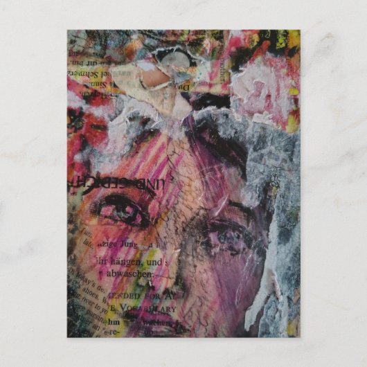 A face mixed media collage ポストカード (正面)