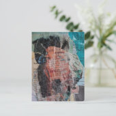 A Face Mixed Media Collage ポストカード (スタンド正面)