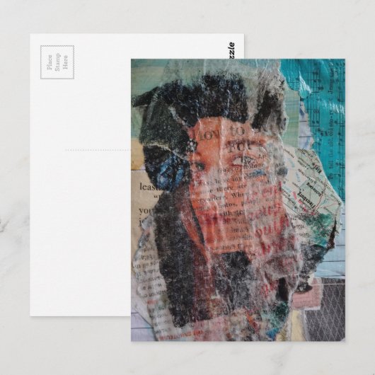 A Face Mixed Media Collage ポストカード (正面/裏面)
