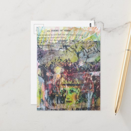 A face mixed media collage forms of verbs ポストカード (正面/裏面インサイチュ)