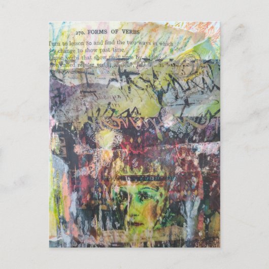 A face mixed media collage forms of verbs ポストカード (正面)