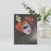 A face with single eye space mixed media collage ポストカード (スタンド正面)