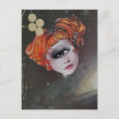 A face with single eye space mixed media collage ポストカード (正面)