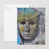 A Face Yellow Star Mixed Media Collage ポストカード (正面/裏面)