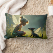 A Fairy Trains her dragon ランバークッション (ブランケット)