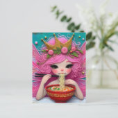 A Fairy With Pink Hair Eating Ramen ポストカード (スタンド正面)
