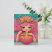 A Fairy With Pink Hair Eating Ramen ポストカード (スタンド正面)