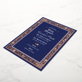 A Fairytale Forest Navy Blueバラ金ゴールドベビーシャワー 箔招待状 (回転した状態)