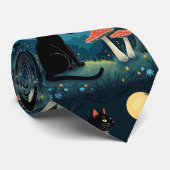 A Familiar Black Cat And Toadstools Halloween 1 ネクタイ (ロール)