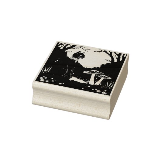 A Familiar Black Cat And Toadstools Halloween 1 ラバースタンプ (スタンプ)