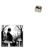 A Familiar Black Cat And Toadstools Halloween 2 ラバースタンプ (押印)