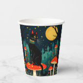 A Familiar Black Cat And Toadstools Halloween 2 紙コップ (正面)
