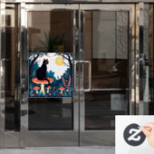 A Familiar Black Cat And Toadstools Halloween 4 ウィンドウサイン (オフィスドア)