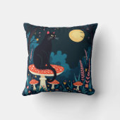 A Familiar Black Cat And Toadstools Halloween 4 クッション (裏面)