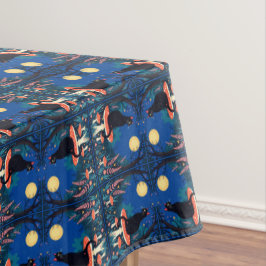 A Familiar Black Cat And Toadstools Halloween 4 テーブルクロス