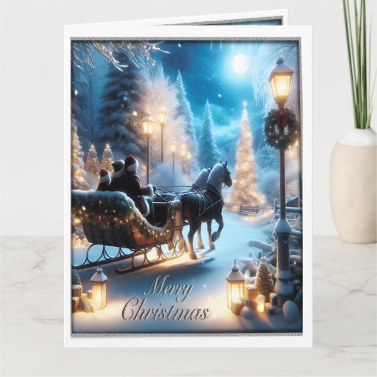 A Family Sleigh Ride Christmas Greeting Card カード (正面)