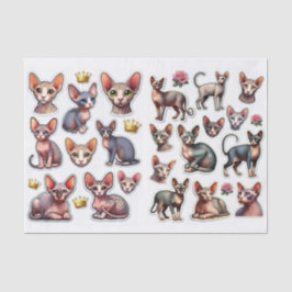 A Fantastic Mix of Hairless Cats Illustrations 薄葉紙