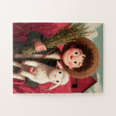 A farm boy with his sheep friend by his side. ジグソーパズル (横)