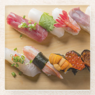 A feast of sushi art - 10 colorful pieces ガラスコースター