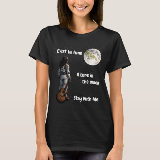  a female astronaut on the moon with a guitar tシャツ