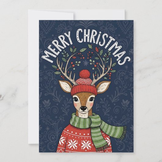 A festive Christmas card featuring a cute deer  シーズンカード (正面)