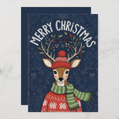 A festive Christmas card featuring a cute deer  シーズンカード (正面/裏面)