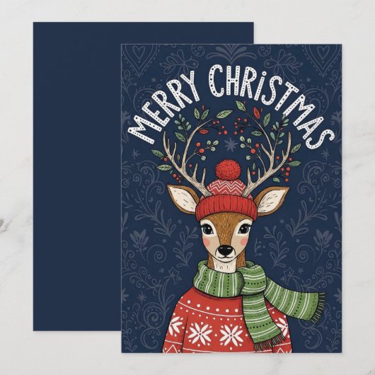 A festive Christmas card featuring a cute deer  シーズンカード (正面/裏面)