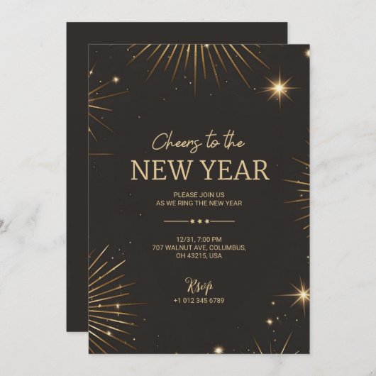 A festive new year's invitation card 招待状 (正面/裏面)