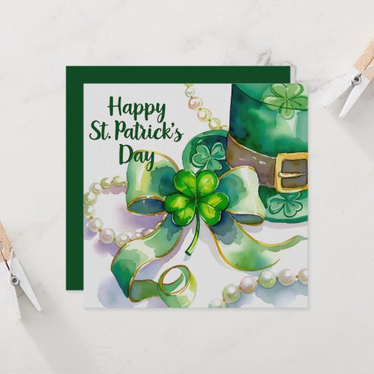 A festive St. Patrick’s Day design カード (正面/裏面インサイチュ)