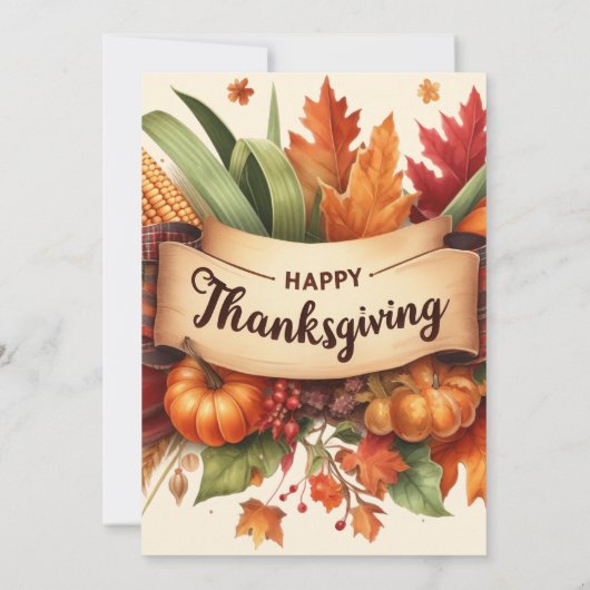 A FESTIVE THANKSGIVING INVITATION WITH A PUMPKIN  招待状 (裏面)