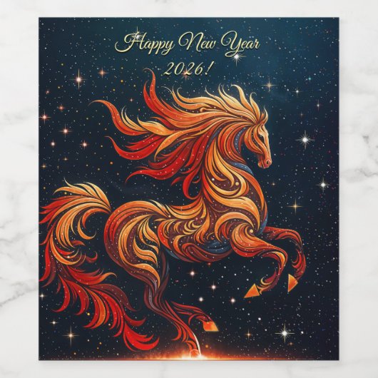 a fiery horse against a starry sky ワインラベル (シングルラベル)