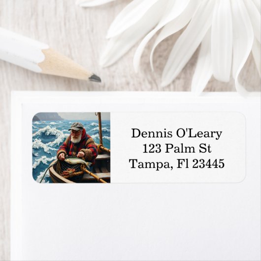 A Fisherman on a Boat in the Ocean ラベル (インサイチュ)